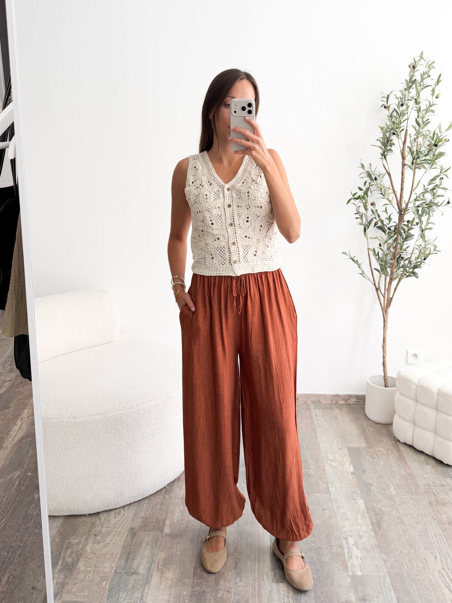 Pantalon bouffant terracotta