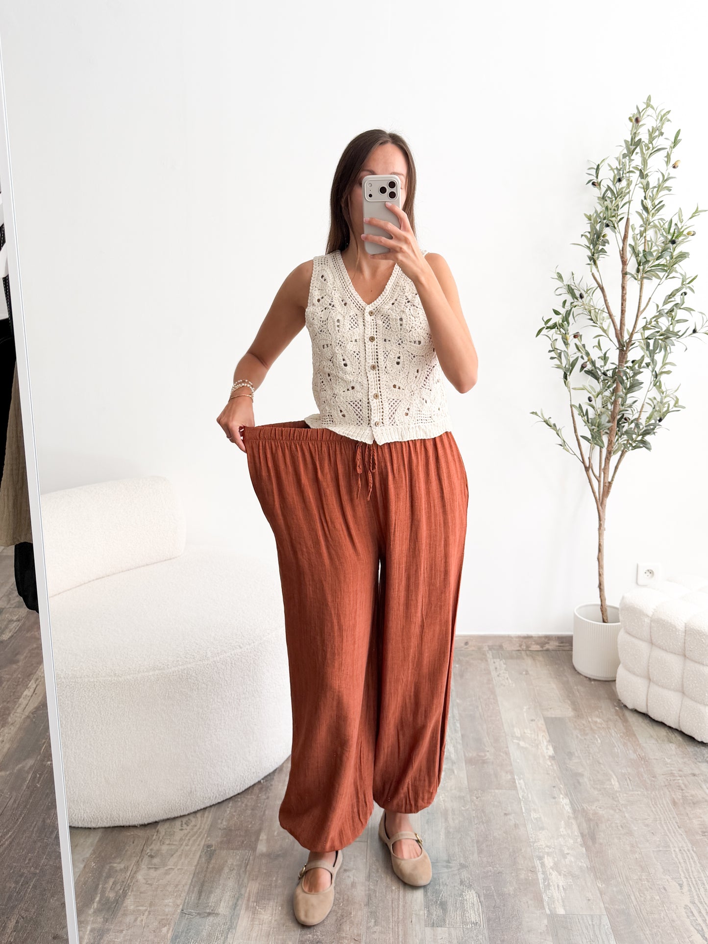 Pantalon bouffant terracotta