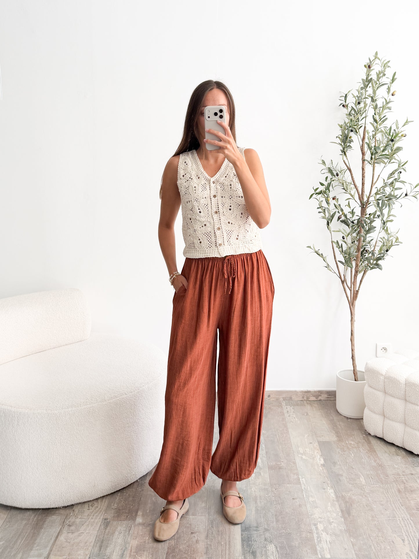 Pantalon bouffant terracotta
