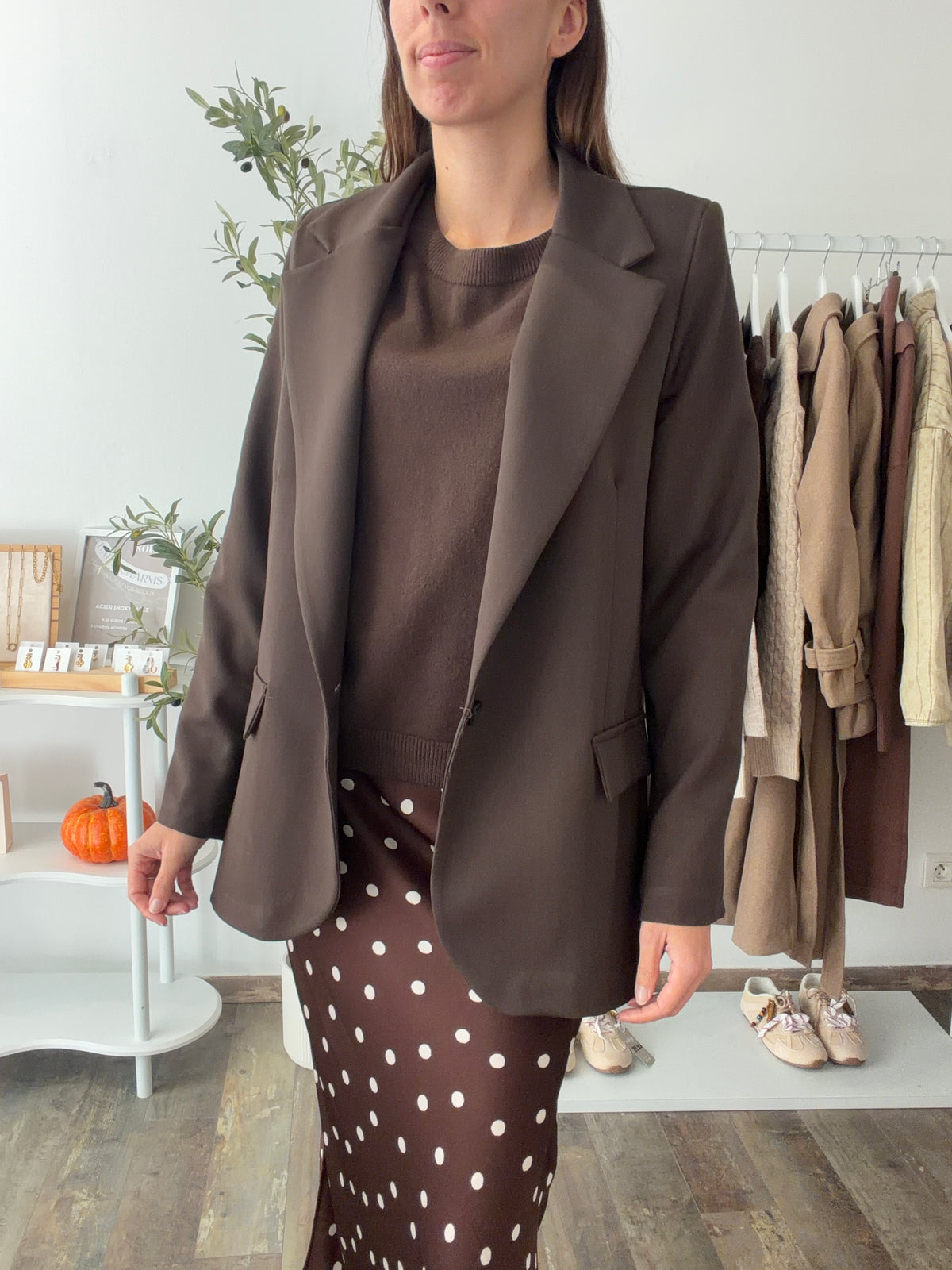 Blazer droit marron