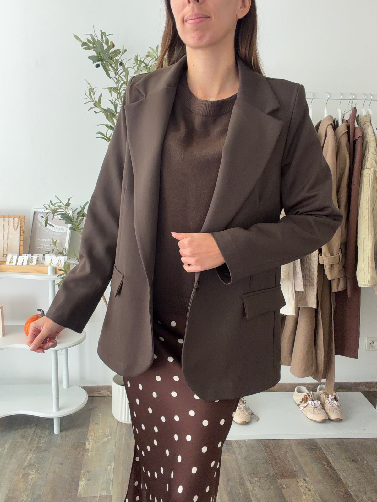 Blazer droit marron