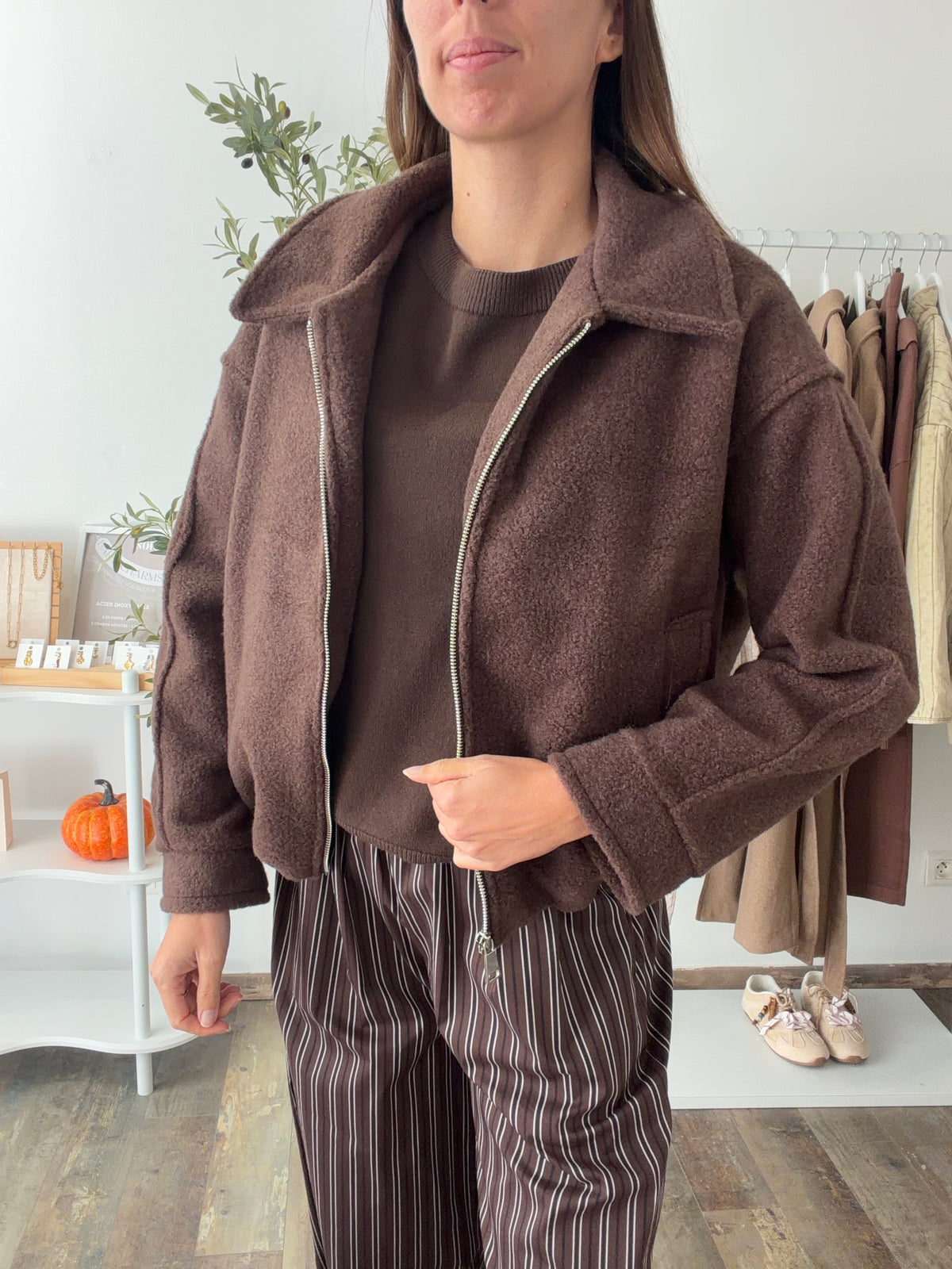Blouson doux marron