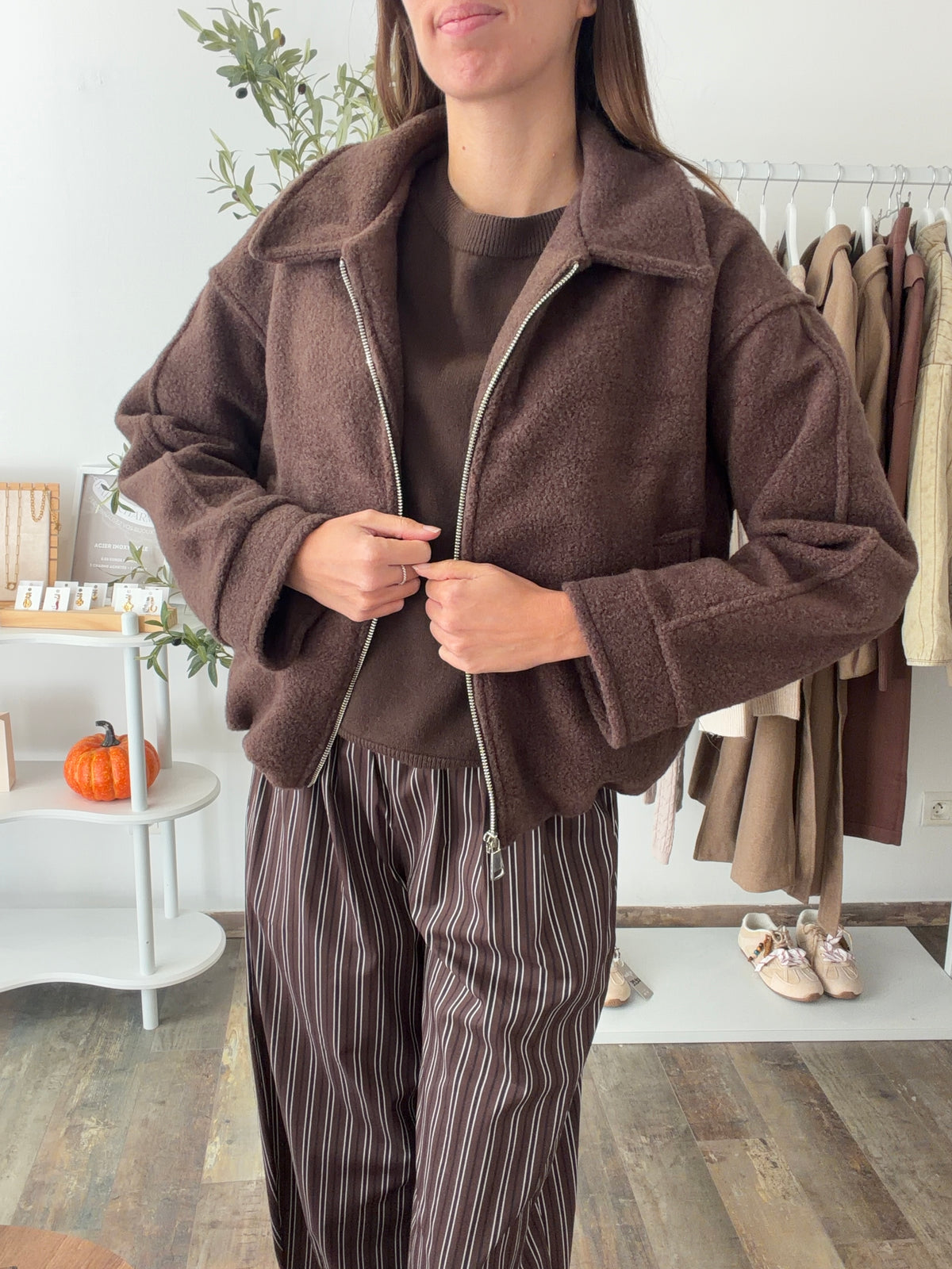 Blouson doux marron
