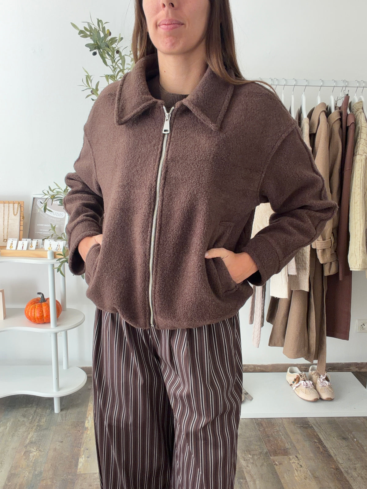 Blouson doux marron