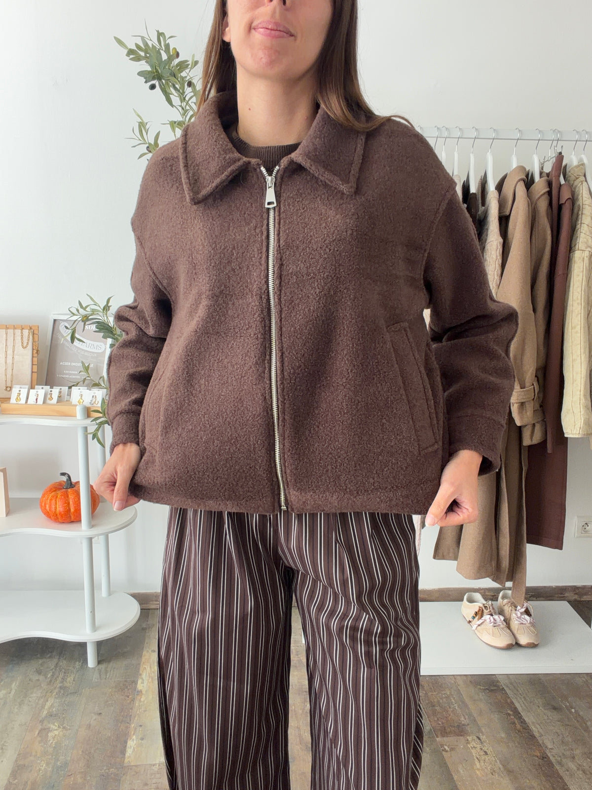 Blouson doux marron