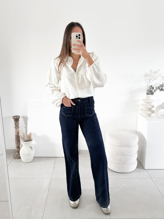 Jean wide leg brut