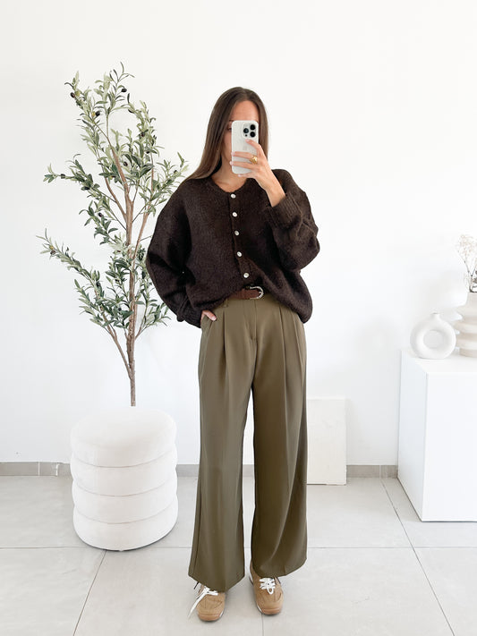 Pantalon avec ceinture vert sauge