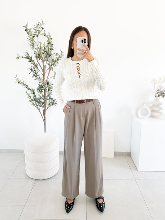 Pantalon avec ceinture gris