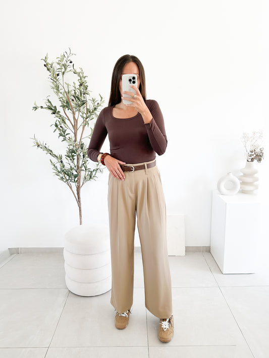 Pantalon avec ceinture beige