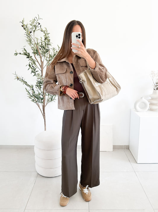 Pantalon avec ceinture marron