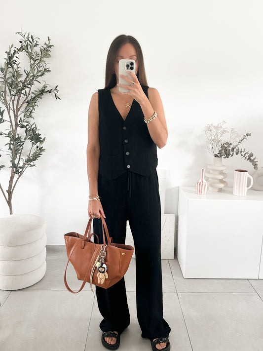 Pantalon lin noir (précommande expédié le 15 mai)